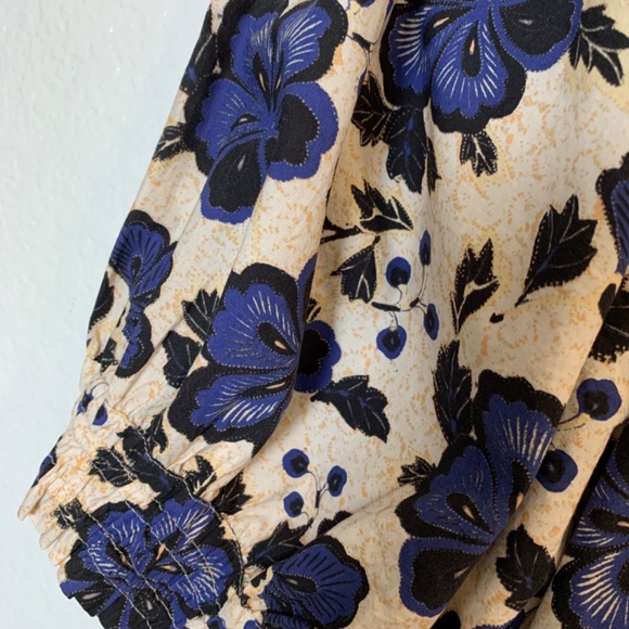 Ulla Johnson Capsule Collection Celia Dress Size 8 Lapis Floral Blue Ivory Boho - Picture 6 of 14